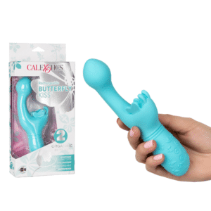 Rechargeable Butterfly Kiss Vibrating Dual Motors G-Spot Clit Vibrator - Blue