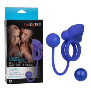 Silicone Rechargeable Dual Rockin Rim Penis Ring Cock Enhancer For Men