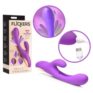 Silicone Flicking Rabbit Vibrator Recahrgeable Waterproof Women Sex Toy