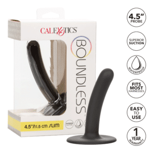 Boundless Slim Probe Flexible Suction Cup Base Butt Plug 4.5 Inches - Black