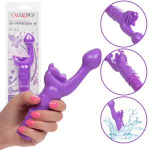 Rechargeable Butterfly Kiss Vibrating Waterproof Multi-Speed Vibrator -Purple