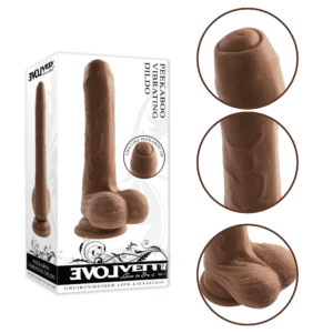 Peek A Boo Life-like Vibrating Realistic Strap-on Compatible Suction Cup Dildo - Dark