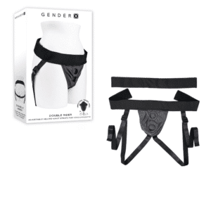 Gx Double Rider Adjustable Stretchy Strap-On Harness With Vibrating Ring