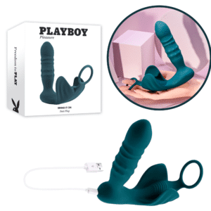 Pb Bring It On Vibrating Penis Cock Ring With Thrusting Butt Plug Sex Vibrator