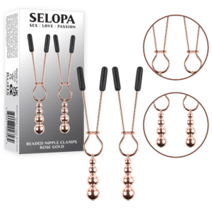 Selopa Beaded Nipple Clamps Rose Gold Fantasy Erotic Play BDSM Gear Sex Toy