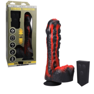 Textured Vibrating Dildo with Remote - Red