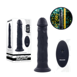 Black Thunder Rechargeable Vibrating Dildo With Remote-Control G-Spot Stimulator