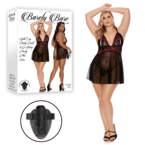 Split Cup Baby Doll Plus Size Women Sleepwear Mesh Lingerie With Thong Panty