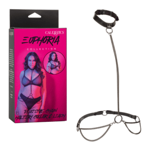 Euphoria Coll Chain Halter Collar Leash Adjustable Strap-On Gear Fetish Toy- Ps