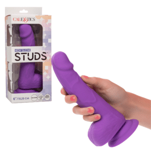 Neon Silicone Studs Realistic Dildo with Balls Vaginal Anal Stimulator- Purple