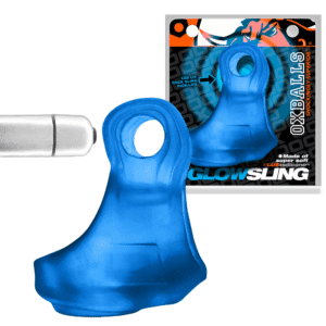 Ball Stretcher And Penis Sling With LED Glow - Blue Ice