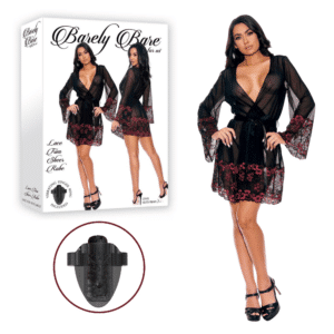 Barely B Lace Trim Sheer Mesh Robe Sleepwear Lingerie Sexy Clothing For Women