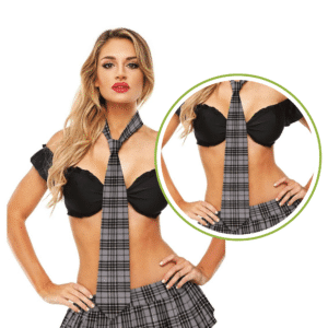 Schoolgirl Fashion Necktie with Plaid Design Gray