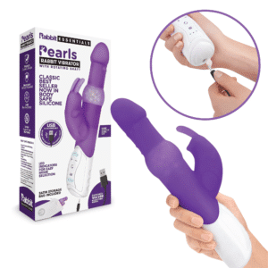 Rabbit Essential Rechargeable Rotating Shaft with Pearls Vibrator- Purple