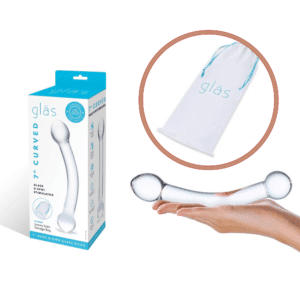 Curved Glass Dildo Dual-End G Spot P-Spot Stimulator Sex Toy Massager