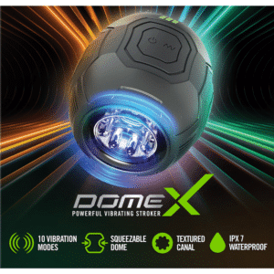 Dome X Vibrating Squeezable Rechargeable Open-Ended Penis Masturbator - Black