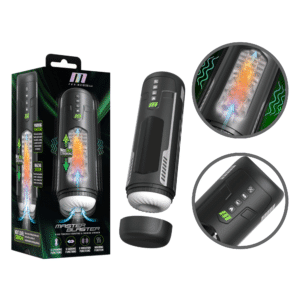 Master Blaster Rechargeable Warming Stroking Sucking Penis Masturbator - Black