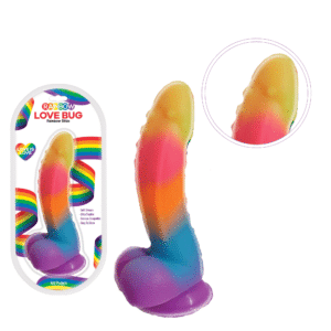 Love Bug Dildo Rainbow Flexible Suction Cup Base G-Spot Stimulator