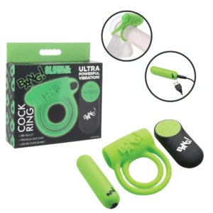 Bang Glow-In-The-Dark Penis Ring Rechargeable Vibrator With Remote Control