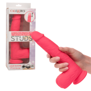 Rechargeable Rumbling Thrusting Stud Dildo Suction Cup Base Sex Toy