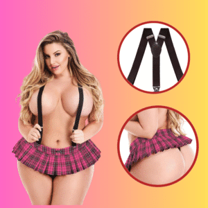 Tp Schoolgirl Skirt Suspenders Lightweight Sexy Clothing For Women - Pink XL