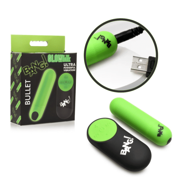 Bang Glow-In-The-Dark Rechargeable Bullet Vibrator With Remote-Control