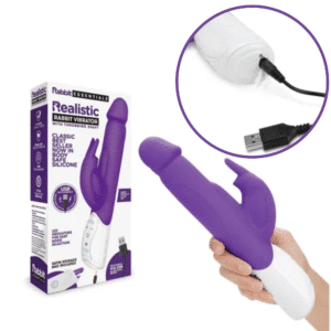 Rabbit Essential Rechargeable With Throbbing Shaft Bunny G-Spot Clitoral Vibrator