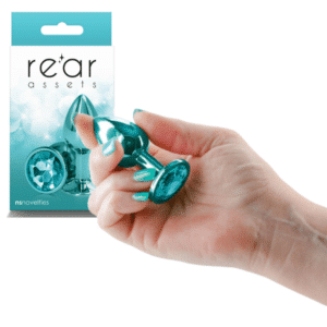 Anal Toy Round Jeweled Butt Plug For Beginners - Small Teal