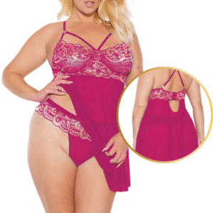 Sexy Babydoll Lingerie Set with Thong 3x/4x