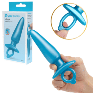 B-Vibe Butties Sleek Tapered Silicone Anal Butt Plug With Ring Handle For Beginners