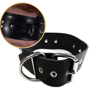 Rubber 3 D-Ring Heavy Duty Sex Collar Black