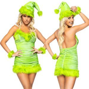 Christmas Baddie Costume 3pc Set Large - Green