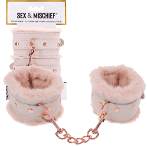 Sandm Peaches N Creame Bondage Fur Handcuffs BDSM Wrist Cuffs Restraint Sex Toy