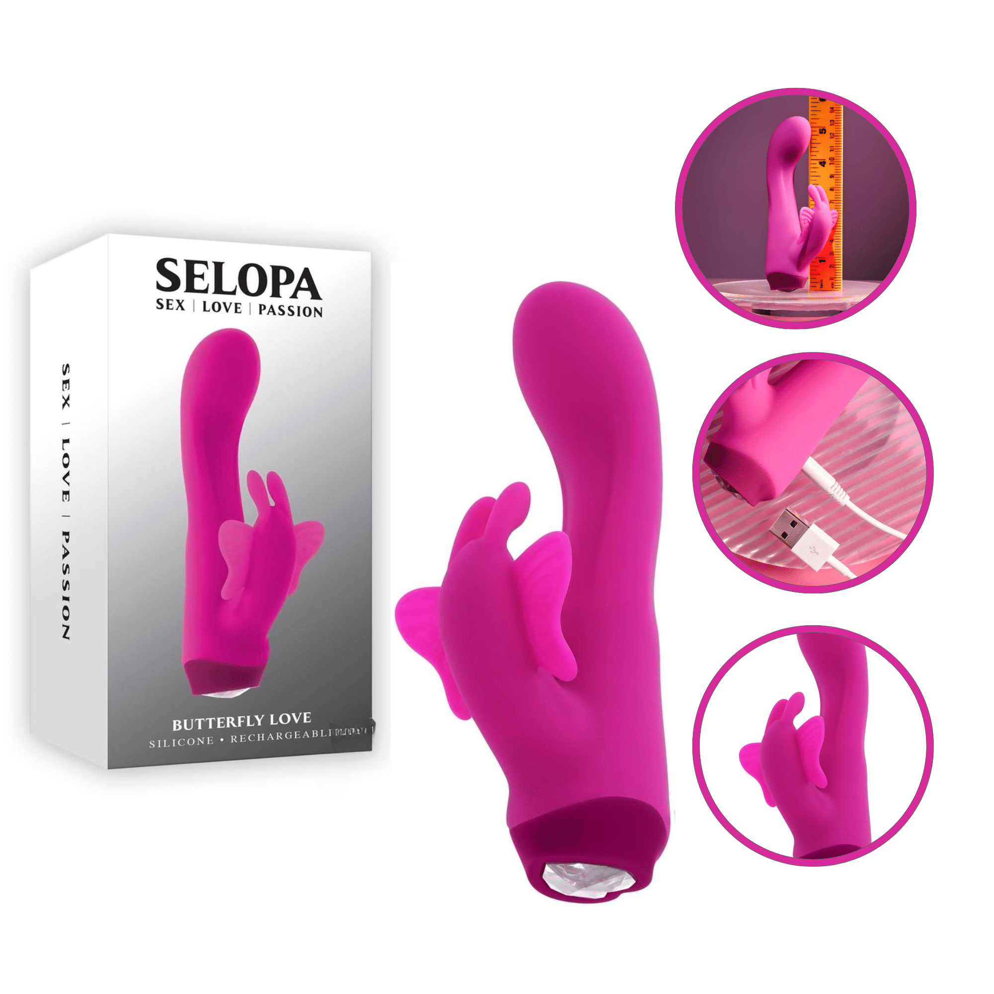 Selopa Butterfly Love Rechargeable Butterfly Vibrator Multi-Speed Sex Toy -  Orgasmic Deals