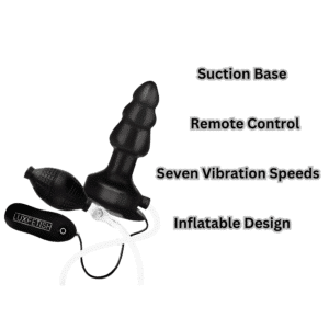 Lux Fetish Inflatable Butt Anal Plug Suction Base Remote-Control Vibrator