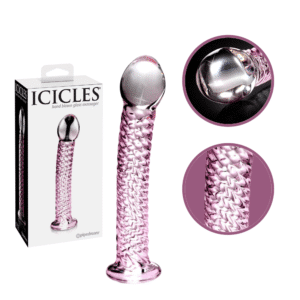 Icicles No 53 Swirly Ribbed Shaft Glass Dildo G-Spot Massager Adult Sex Toy