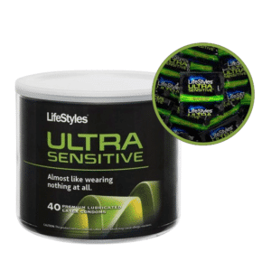 Lifestyles Ultra Sensitive Lubricated Latex Condoms 40 Pieces Bowl Safety Protection