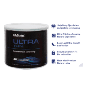 Lifestyle 40pcs Ultra Thin Lubricated Latex Condoms Bowl Safety Sex Protection