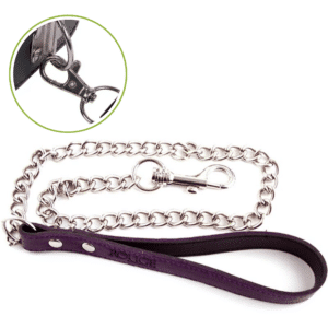 Leather Lead with Metal Chain Purple