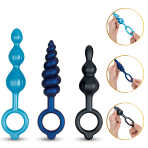 B-vibe Beaded Butties Bundle 3-Piece Anal Plug Set User-Friendly Butt Probe Kit