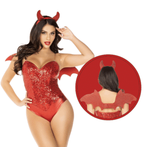 Devil Kit 2pc Rhinestone Devil Wings Horn Headband Sexy Party Outfit For Women