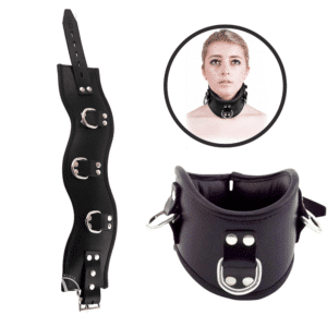 Rouge Posture Sex Collar 3 Ring Bondage Gear BDSM Fantasy Fetish Sex Toy -Black