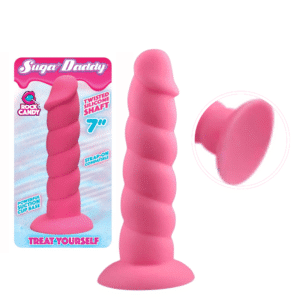 Rock Candy Sugar Daddy 7.1 Inches Dong Harness Compatible Suction Cup Dildo- Pink