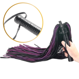 Black and Purple with Leather Handle Sex Restraints