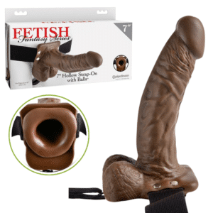 Hollow Strap On with Balls - Brown