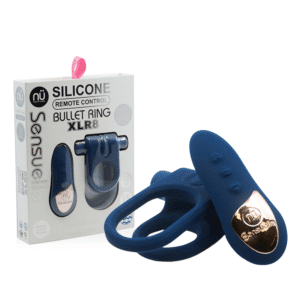 Sensuelle Silicone Remote-Control Bullet Penis Ring Rechargeable Men Sex Toy -Navy