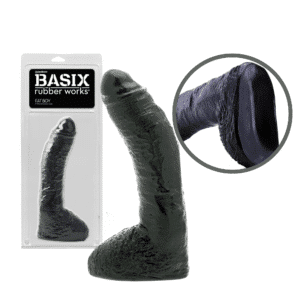 Basix Rubber Works Thick Fat Boy Realistic Big Dildo G-Spot Stimulator 10 Inch - Black