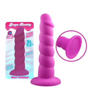 Rock Candy Sugar Daddy 9.5 Inch Twisted Shaft G-spot Dildo Harness-Compatible- Purple