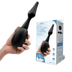 Aqua Clean Silicone One-Way Valve Douche Set with Butt Plug Nozzle