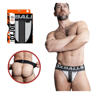 Airmesh Jockstrap Sexy Brief Mesh Fabric Adjustable Slider-Strap - White XXL